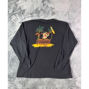 Vintage 1999 Looney Tunes Taz Survive Long Sleeve Shirt Black‎ L Cartoon Graphic